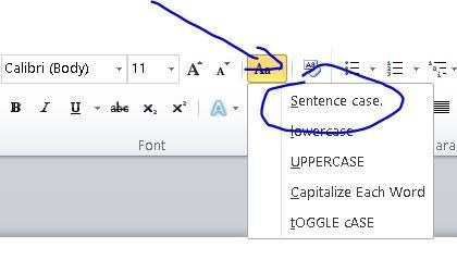 MS Word Sentence Case