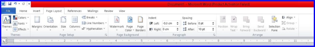 Page Layout Menubar -[MS WORD]