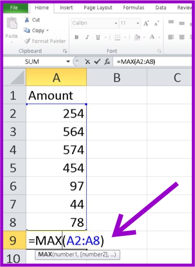 MAX FORMULA [MS EXCEL]