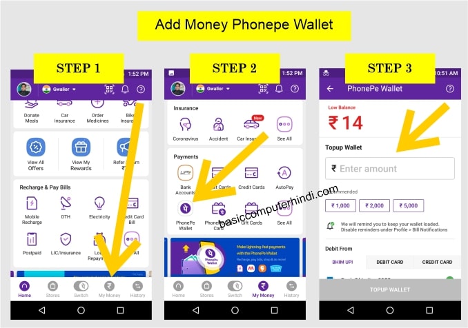 Phonepe के Wallet क्या है और इसमें कैसे रुपये डालते है