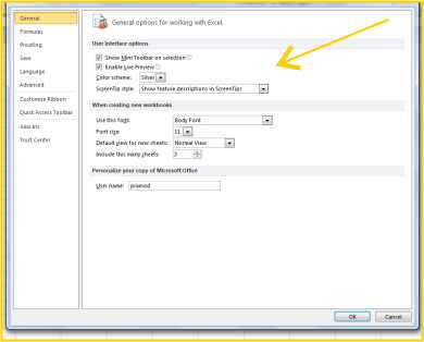 Excel Default Setting Change