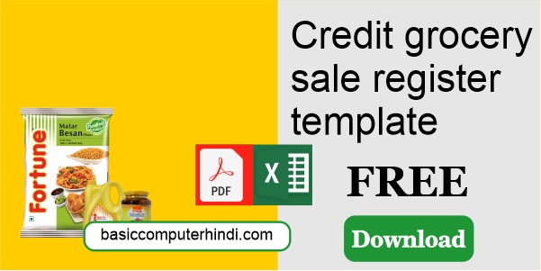 Credit grocery sale register free template download