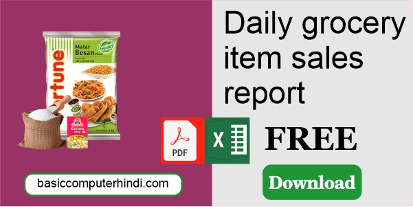 Daily grocery item sales report free template download