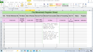 File movement register sheet template