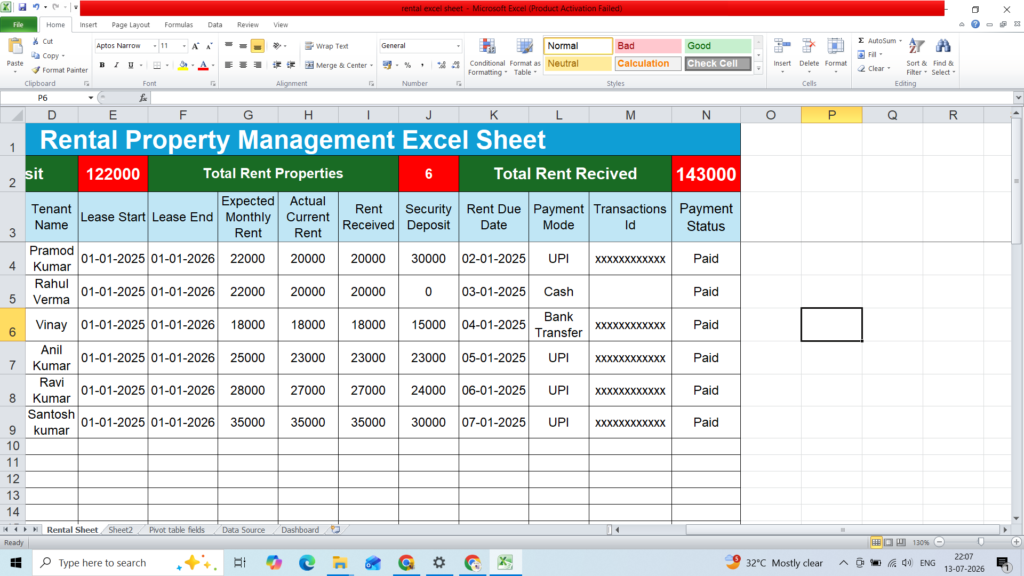 Rental Property Management Excel Tem