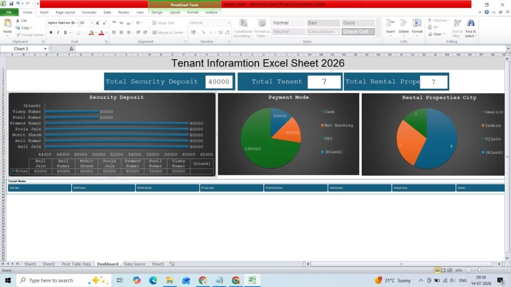 Tenant Information Excel Sheet Template