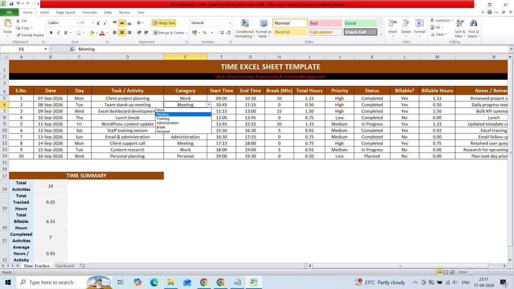 Store Inventory Excel Sheet Template Download Free