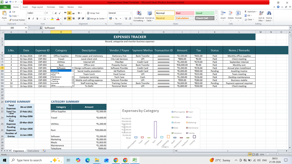 Expenses Excel Sheet Template Download Free 1 image 30