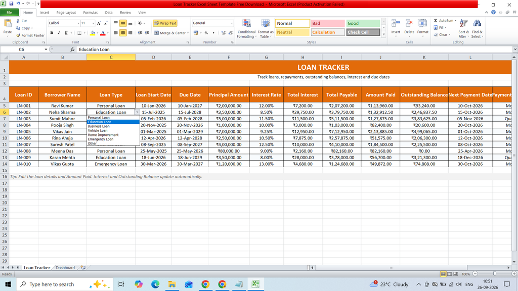 Loan Tracker Excel Sheet Template Free Download 1 Loan Tracker Excel Sheet Template Free Download